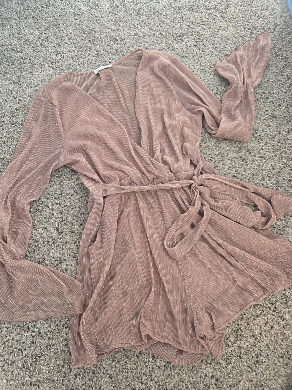 Women's Plisse Wrap Romper in Dusty Rose Medium